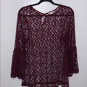 Ultra burgundy Sheer top Size XL